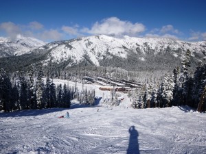 Base of Sierra at Tahoe looking down Lower Main