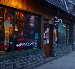 Rude Boyz skate and snowboard shop in Banff.