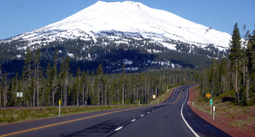 the road to Mount Bachelor Ski Resort