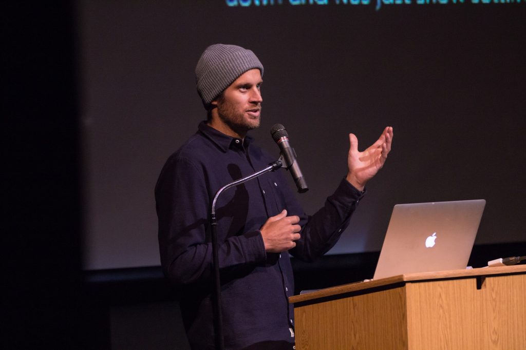 Cody Townsend at the California Avalanche Workshop talking about his concept