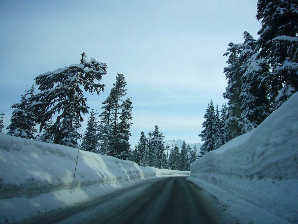 Most Dangerous Roads to Ski Resorts Mt Baker Highway deep snow winter