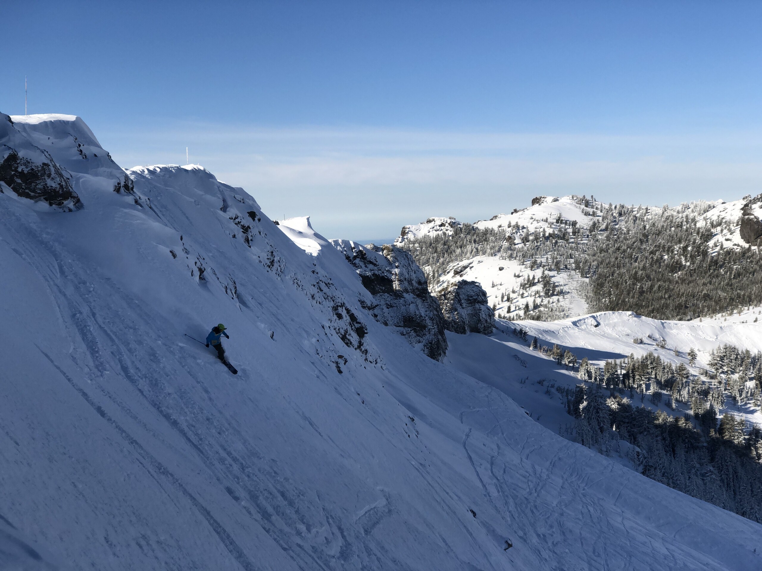 The steep Wall ski trail at Kirkwood California just outside of Lake Tahoe