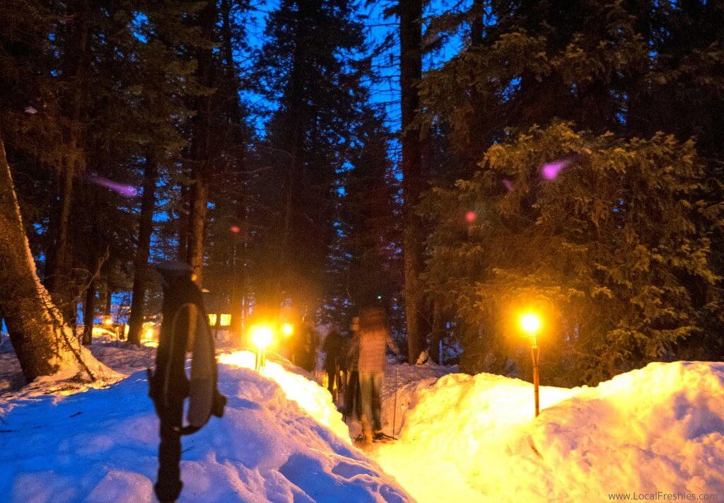 McCall Idaho Winter Blue Moon Yurt Exterior Snowshoeing