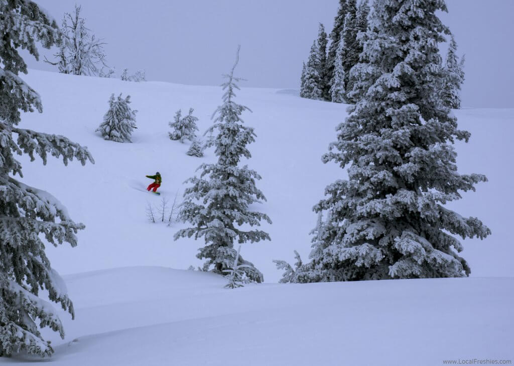 McCall Donnelly Idaho Tamarack Ski Resort Winter Snowboarding carve