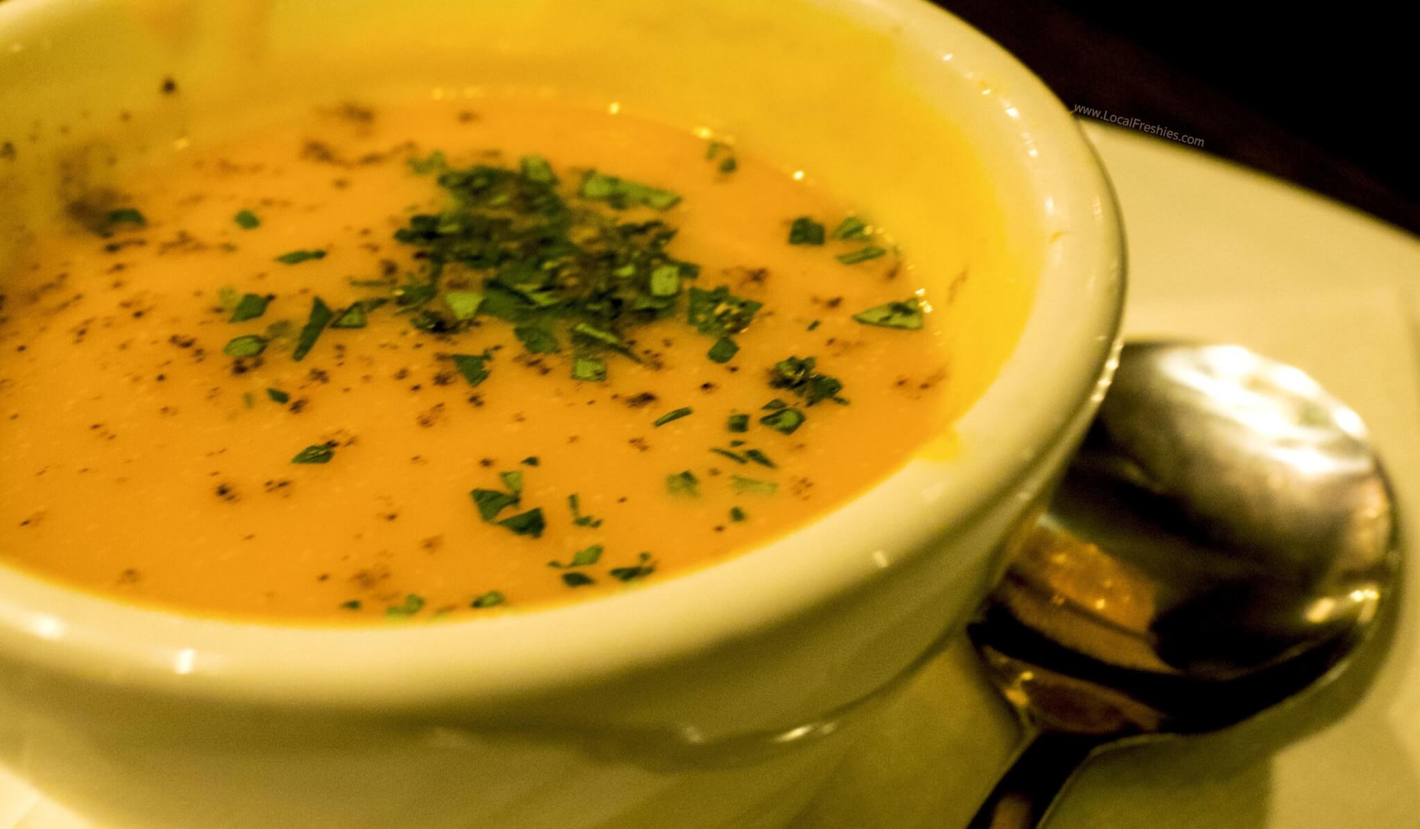 ginger squash soup at Ruperts in Hotel McCall Idaho