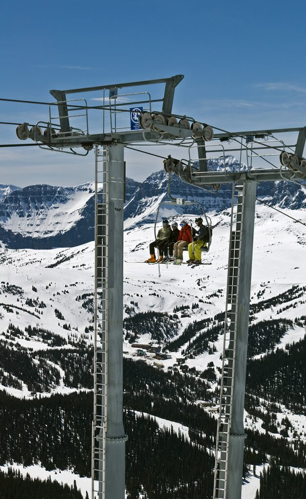 Sunshine Village Alberta Canada best spring skiing chairlift