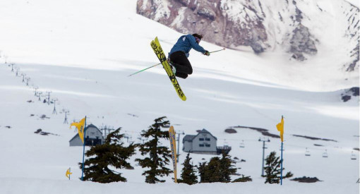 Mt Hood Timberline Oregon skier spinning best spring skiing