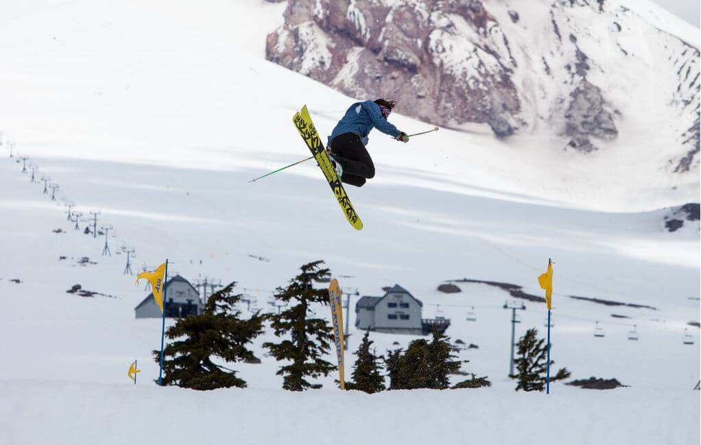 Mt Hood Timberline Oregon skier spinning best spring skiing