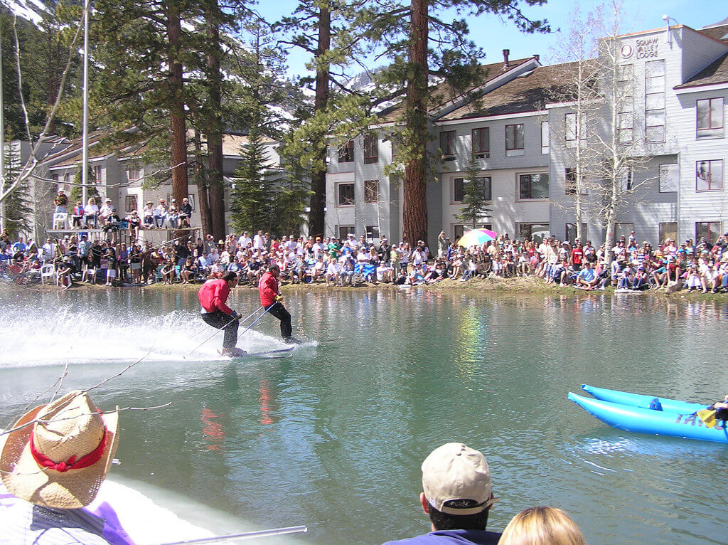 Squaw Valley Cushing Crossing Tahoe best pond skim spring skiing