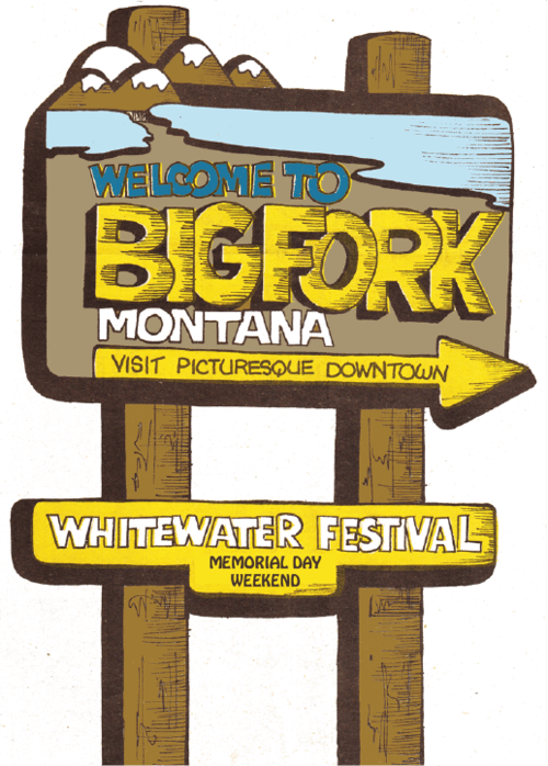 Bigfork Whitewater Festival Vintage Sign Best Whitewater Kayak Race Montana Northern Rockies