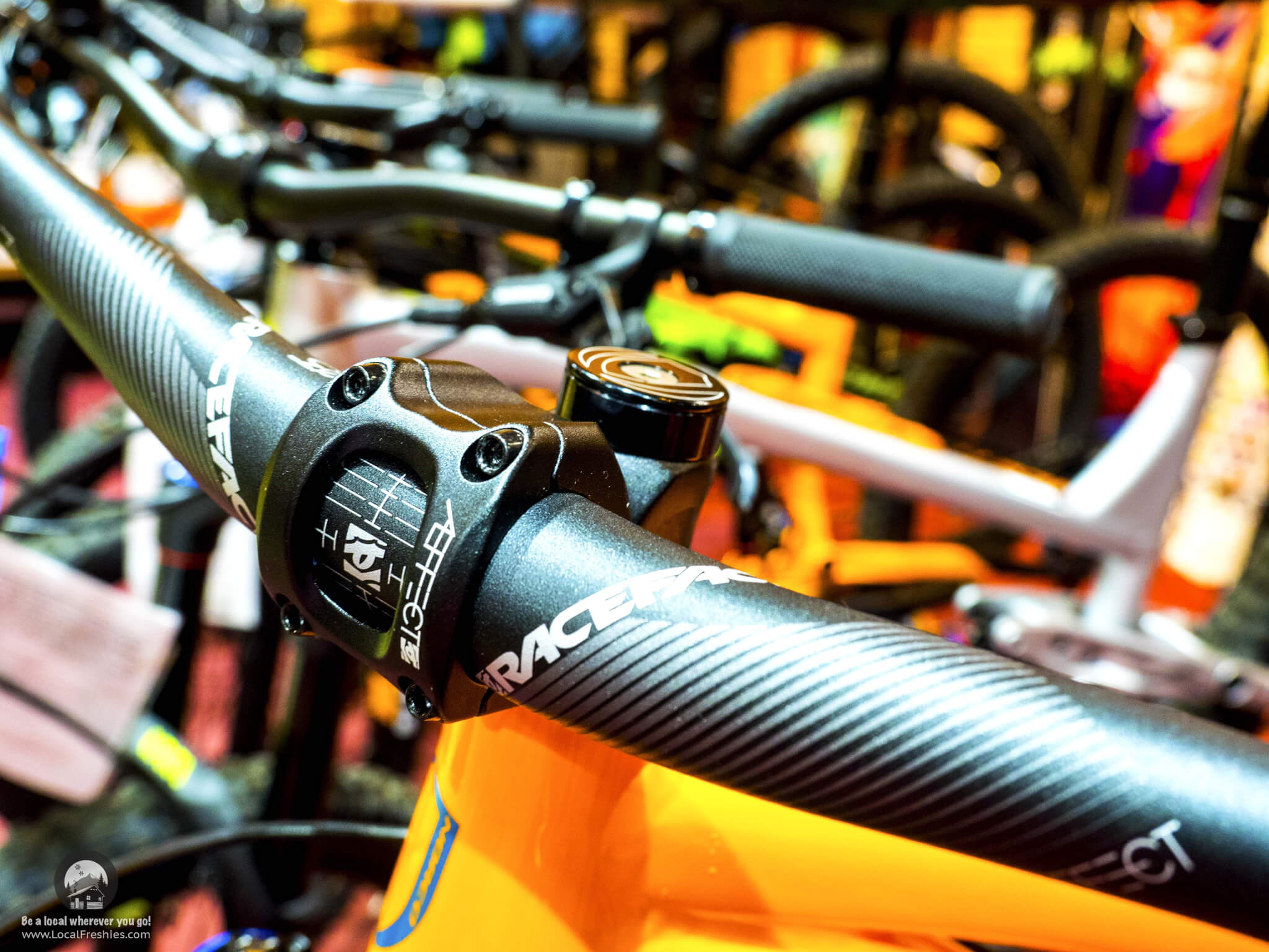 A close-up of the racetrac handles