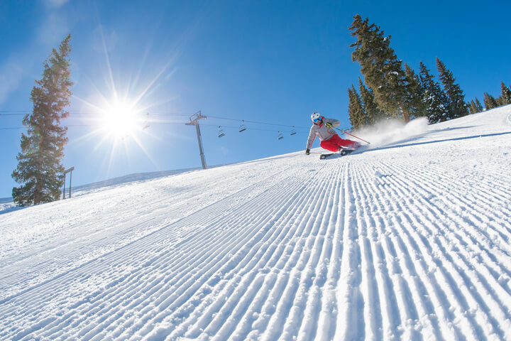 History of Snowmass Corduroy Skiing carving early morning