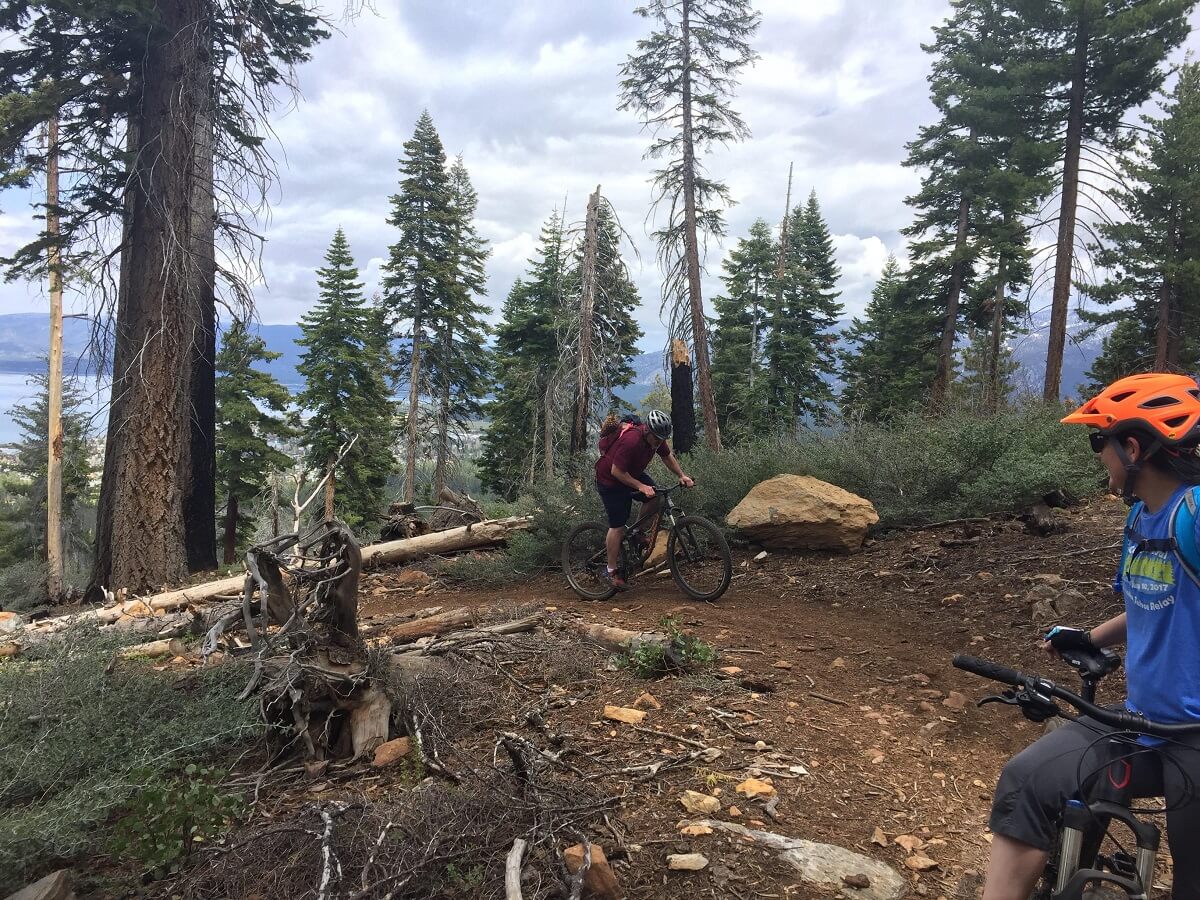 Tahoe Mountain Biking Lake Tahoe in the distance