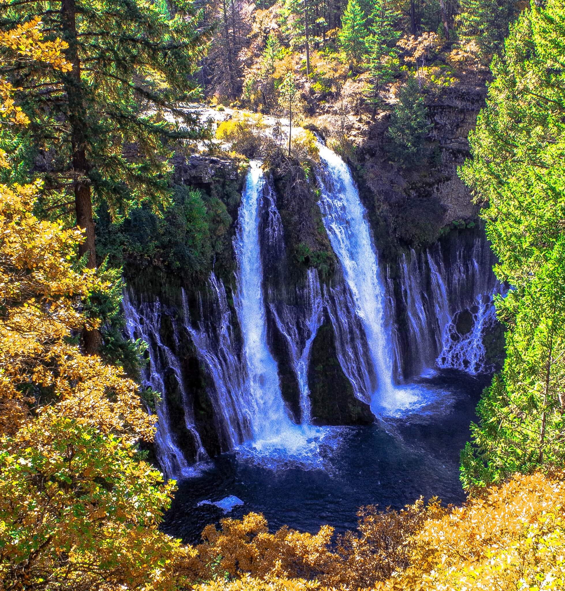 one of the most beautiful waterfalls in the world on a fall day near Mt Shasta California