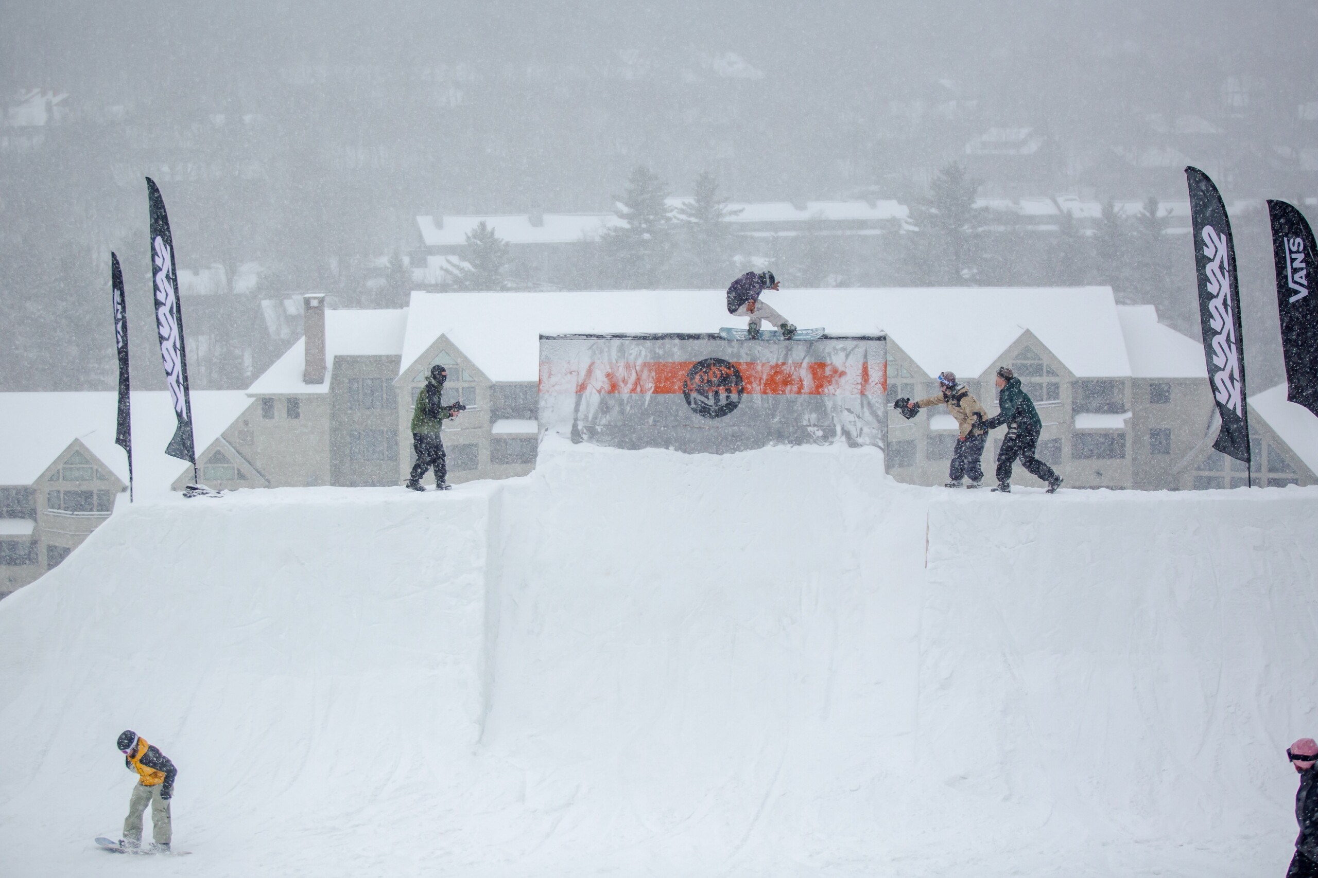 snowy day at Last Call Eastern Boarder in March 2025