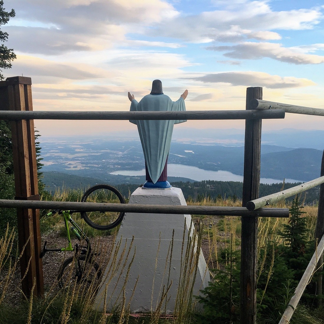 Jesus statue on Whitefish Mountain one of the weird places to visit in the US