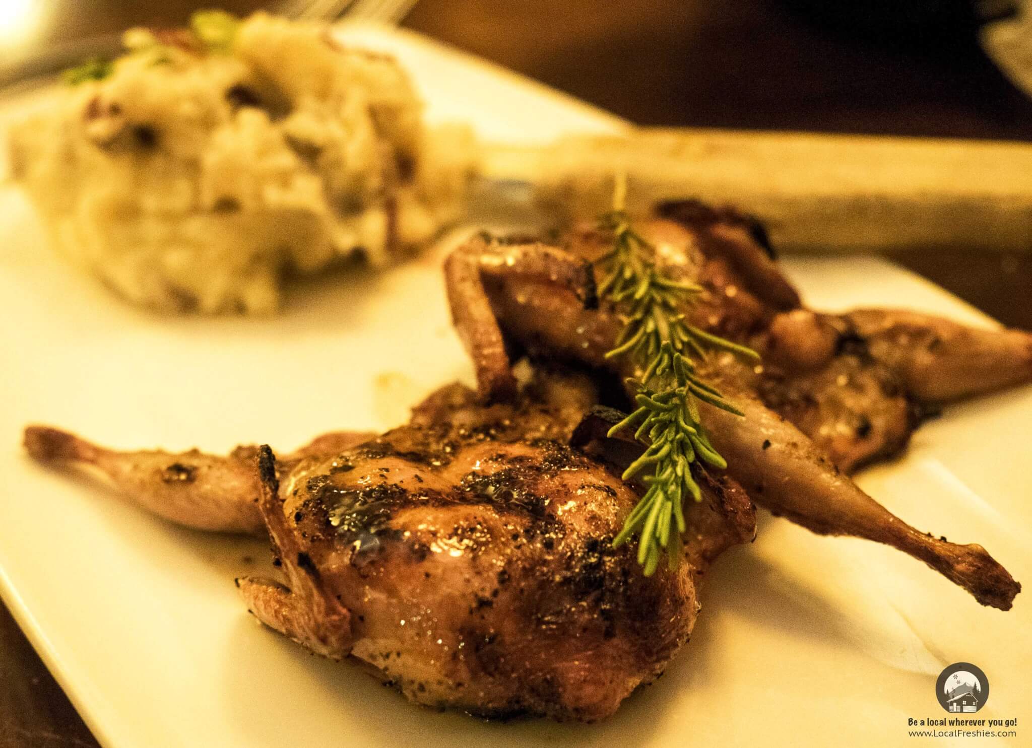  Fire-Grilled Oregon Quail dinner at Elevation 486 Cafe in Twin Falls Idaho