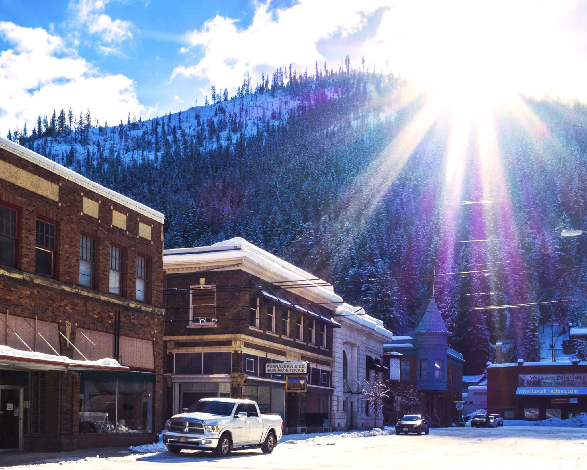 Sunny winter day in downtown Wallace Idaho