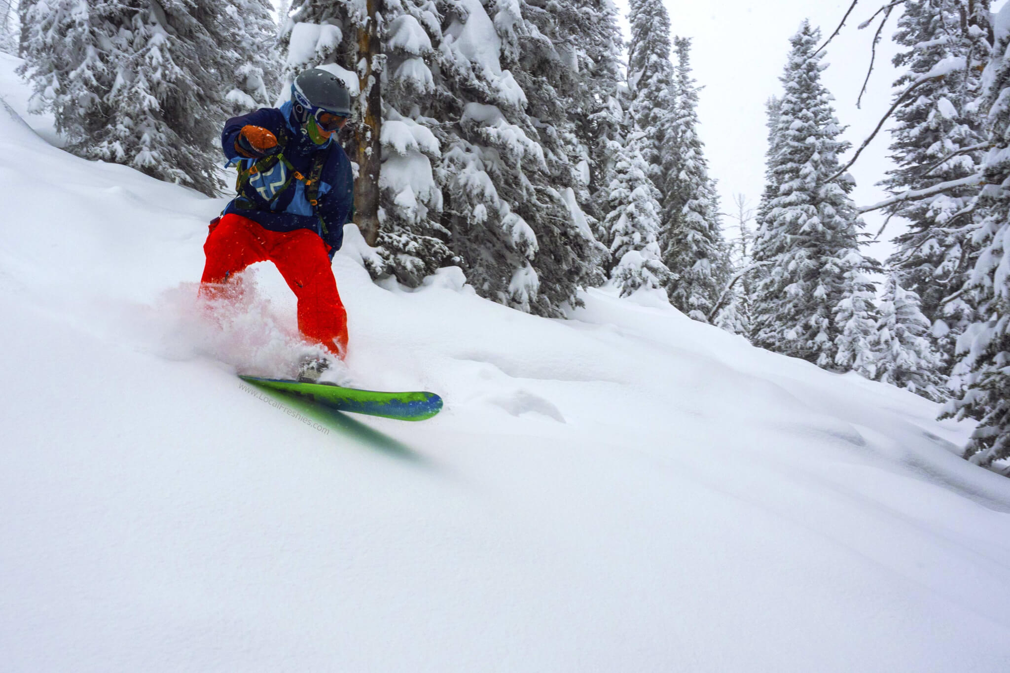 lib tech snowboard snowboarding powder at Brundage Mountain Resort in Northern Idaho near McCall