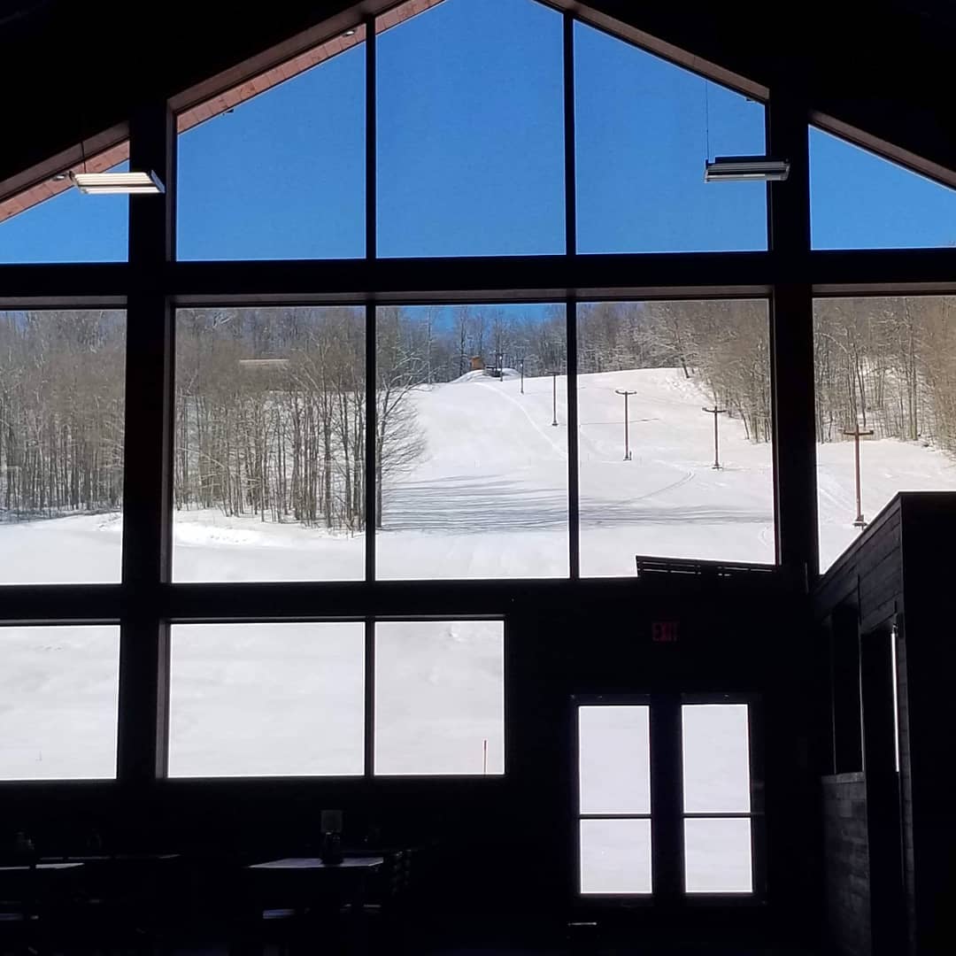 Inside new lodge at Cockaigne Ski Resort in Western New York during a sunny winter day