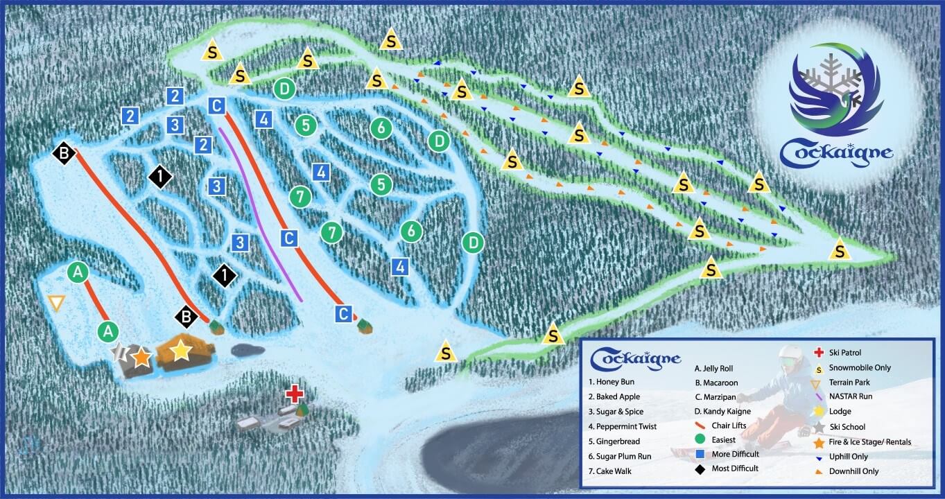 New trail map of Cockaigne Ski Resort in Western New York