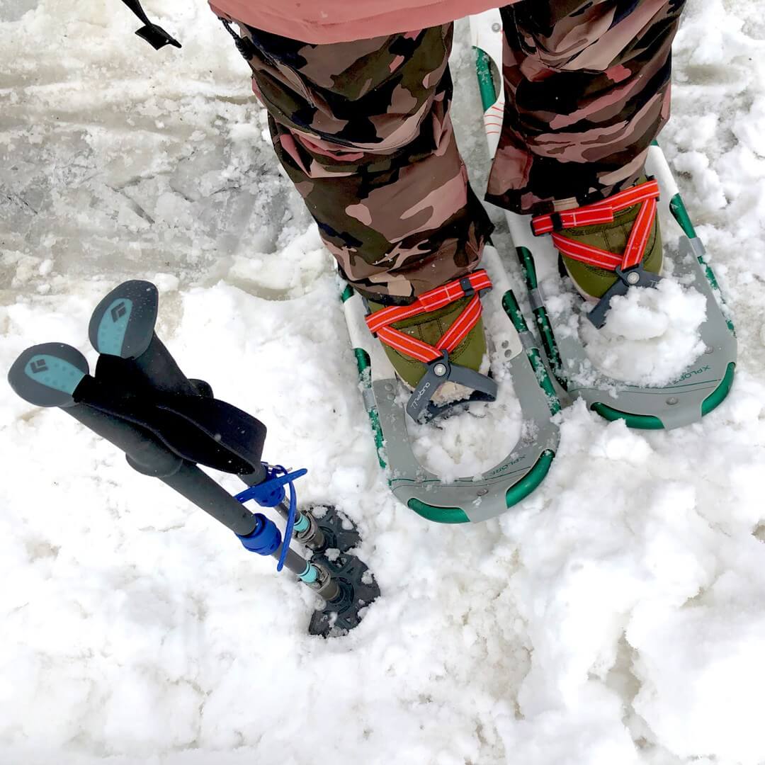 Snowboard boots in snowshoes