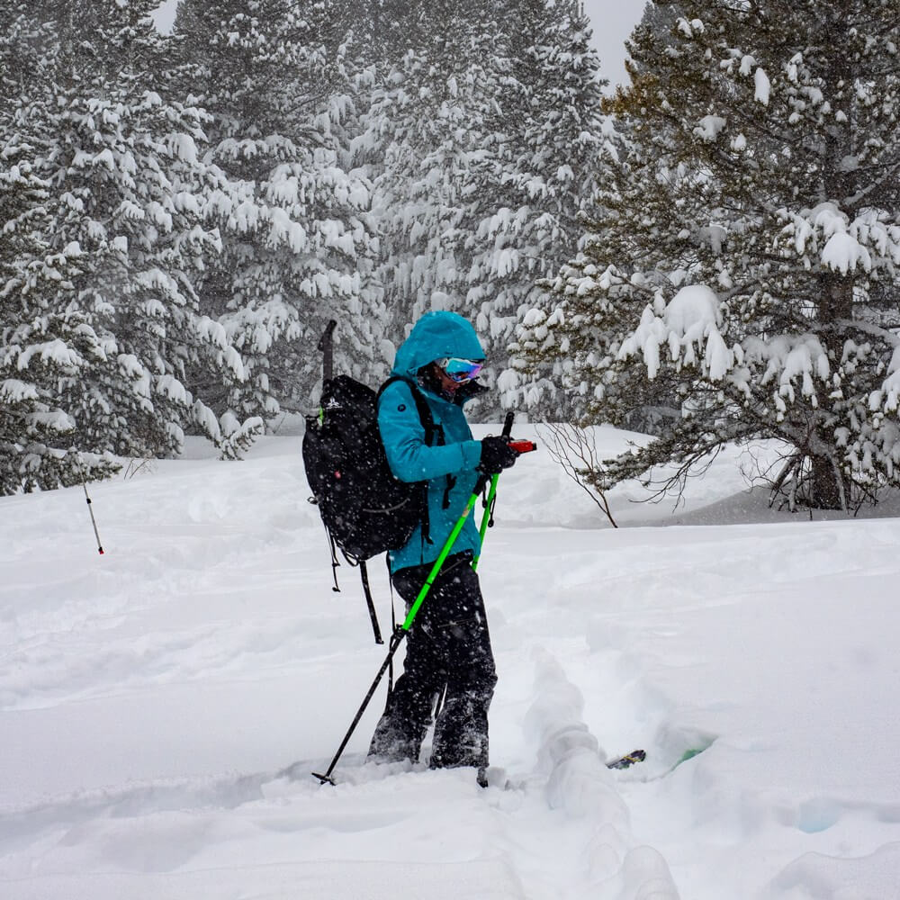 outdoor avalanche training at High Sierra Yurt during Februburied