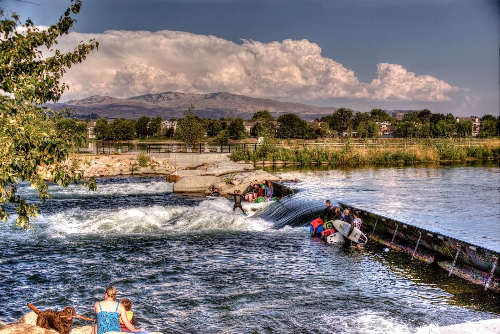 river surfing in downtown Boise Whitewater Park