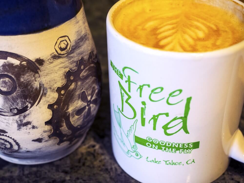 best places to eat in Lake Tahoe Freebird Cafe fancy cappuccino