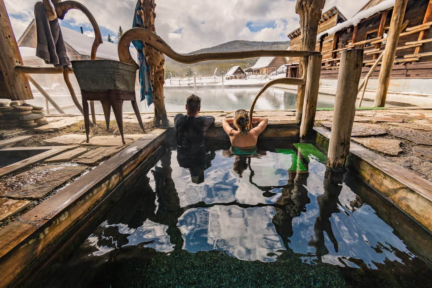 Burgdorf Hot Springs near McCall Idaho on a winter day