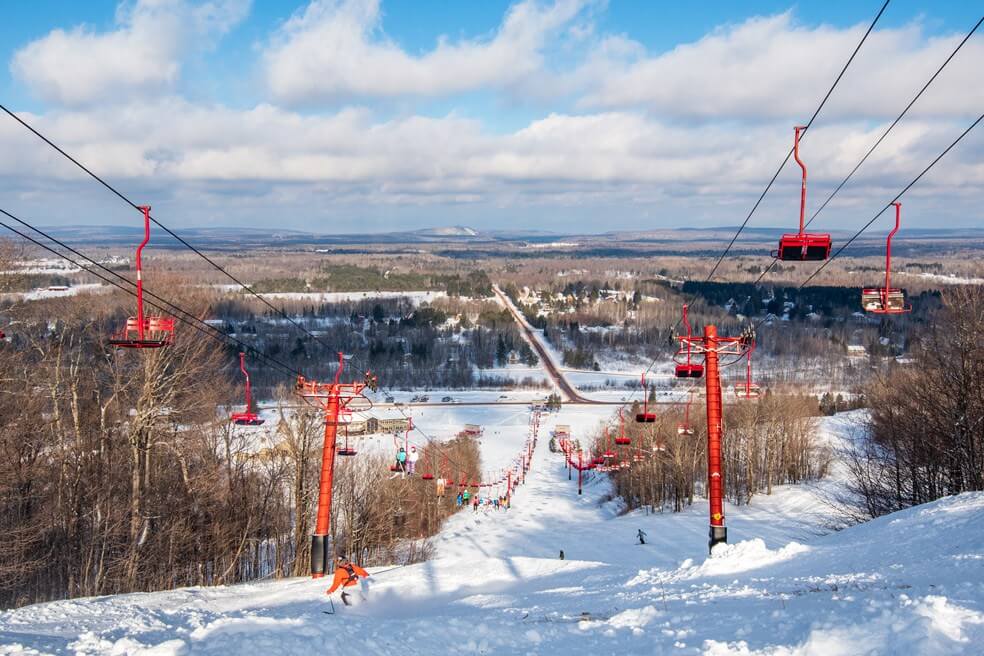 Looking down Big Powderhorn Resort offering fantastic upper peninsula skiing