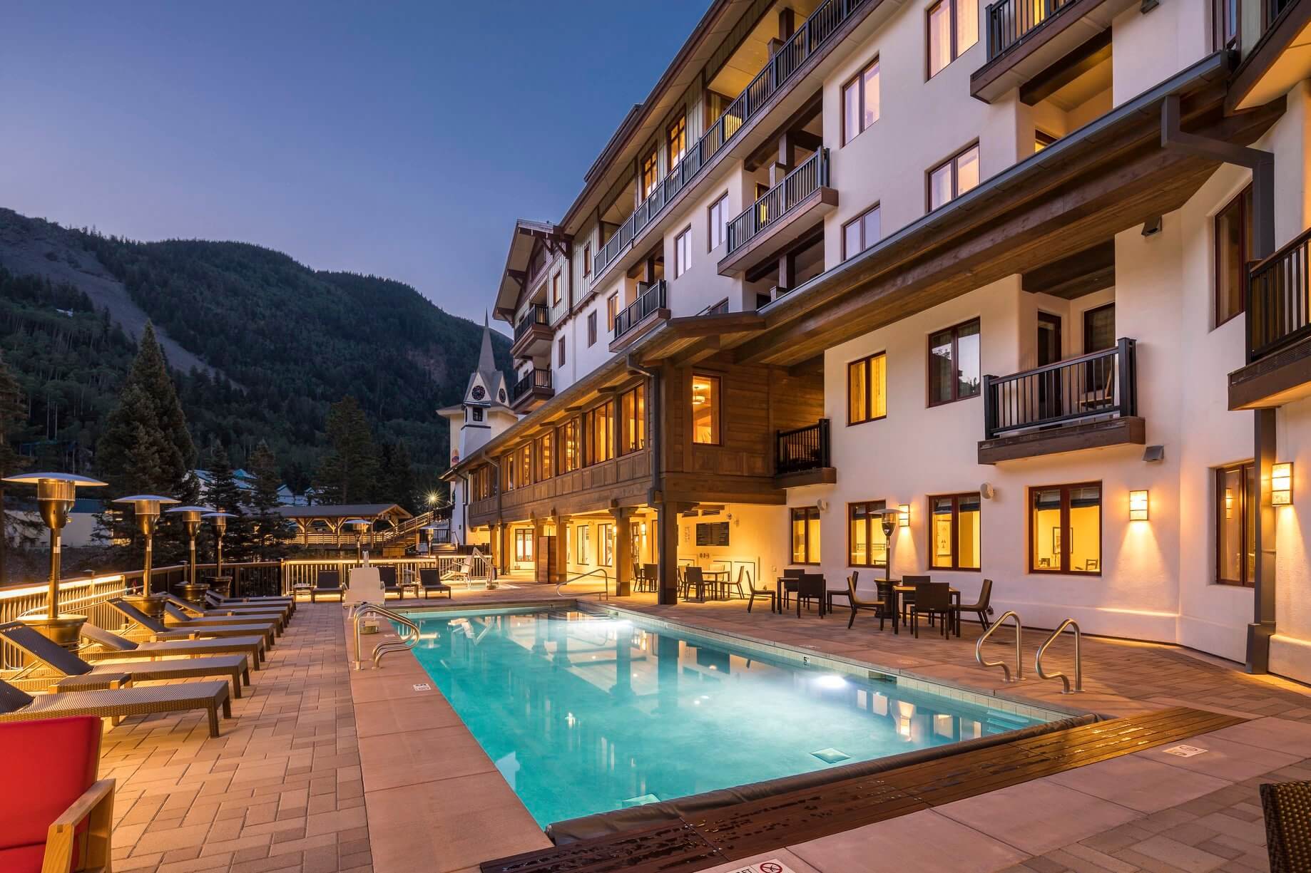 Outdoor pool at the Blake at Taos Ski Valley