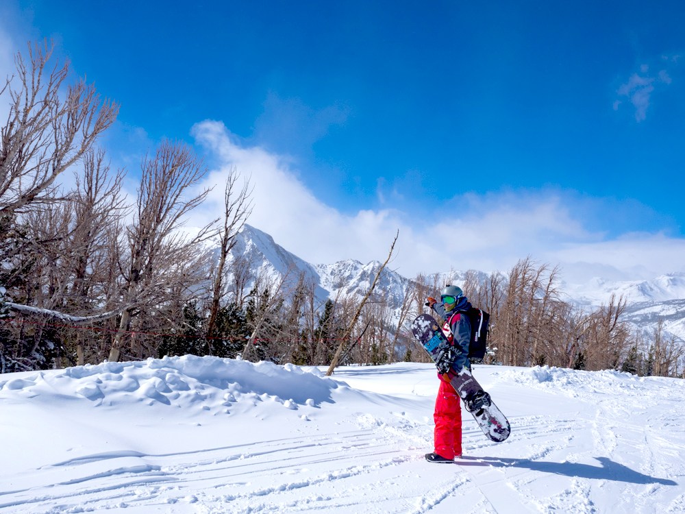 June Lake skiing with Eastern Sierra in the background