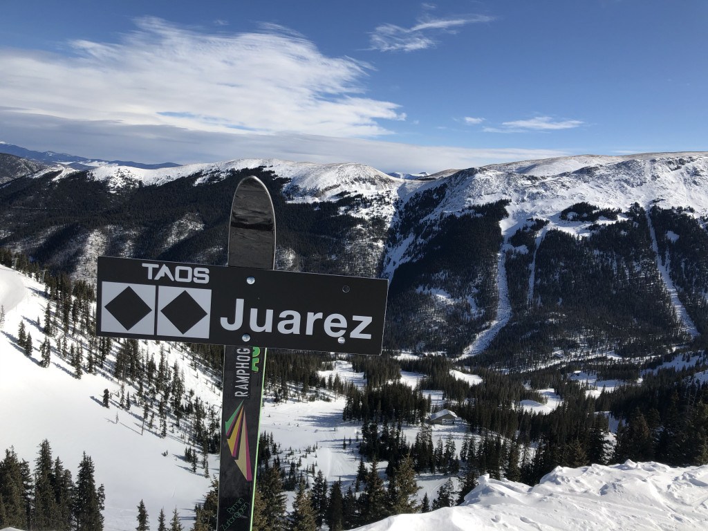 Juarez trail sign at ski Taos