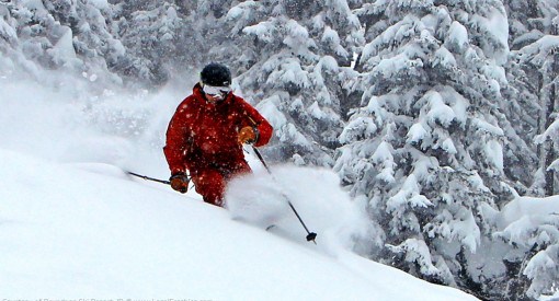 skier enjoying deep powder at Brundage Mountain Resort in McCall Idaho