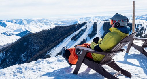 Skier enjoying sunny day at Sun Valley Ski Resort