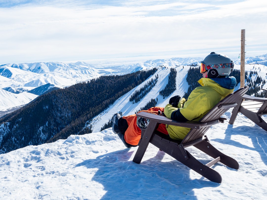 Skier enjoying sunny day at Sun Valley Ski Resort