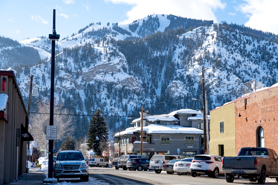 downtown Ketchum looking at Sun Valley Ski Resort