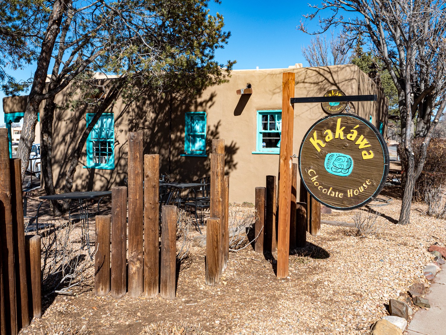 Exterior of Kakawa Chocolate House in Santa Fe New Mexico