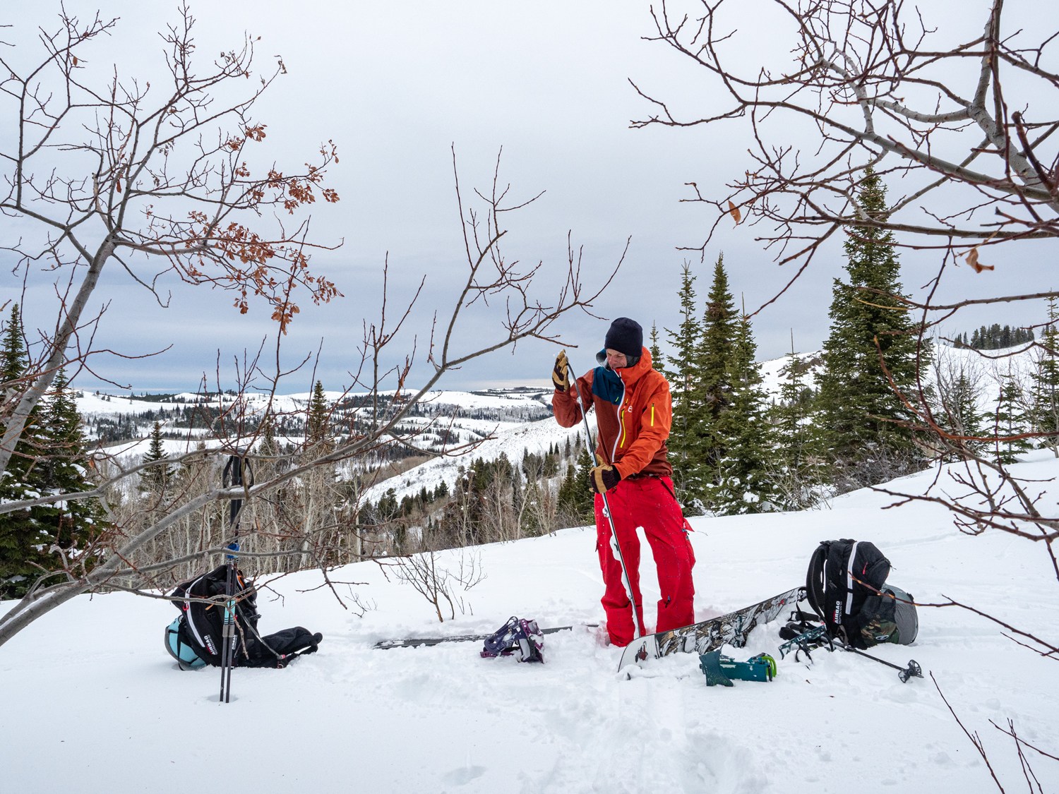 Splitboarder transitioning at Magic Mountain Idaho