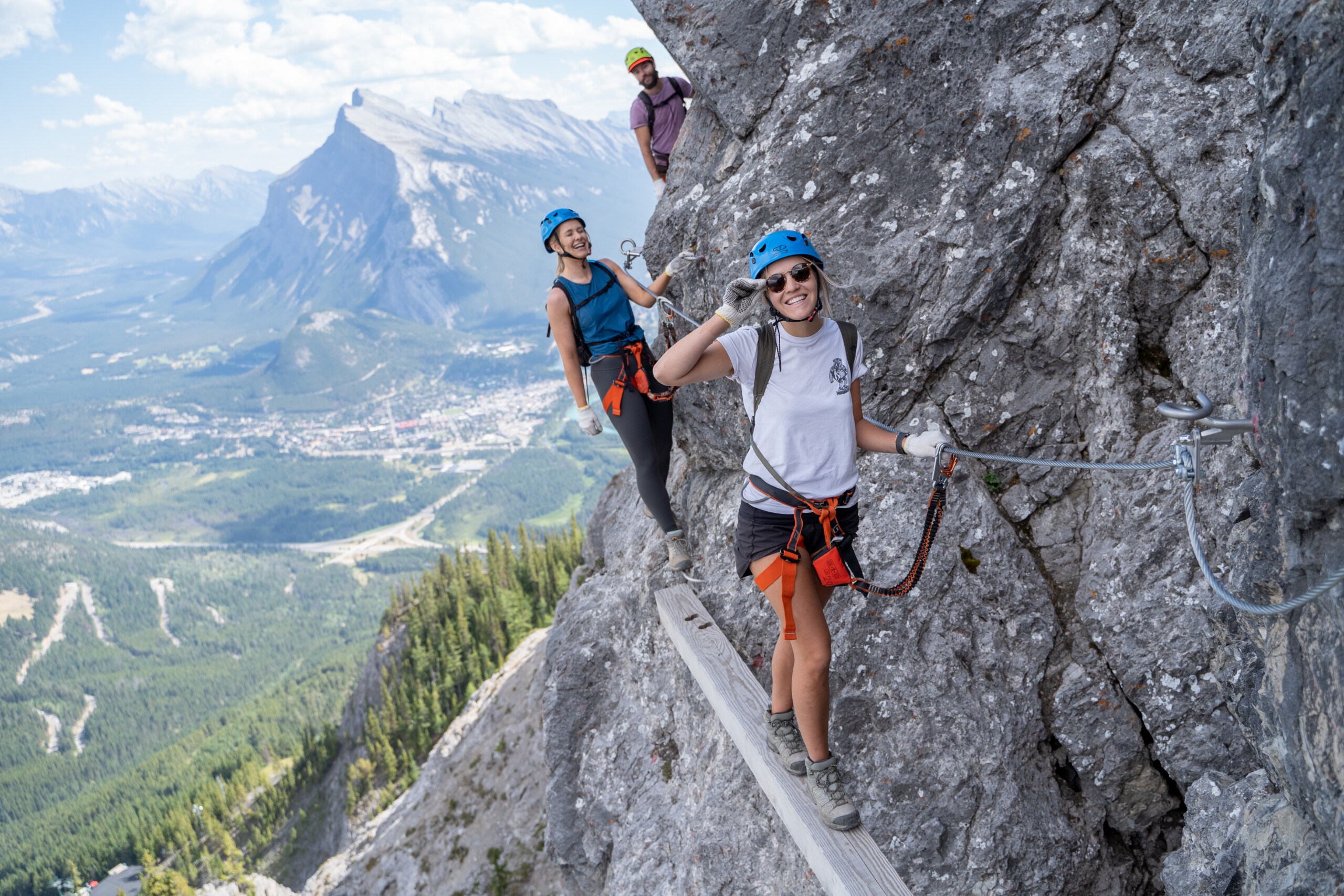 climbers on Via Ferrata at Banff Mt Norquay