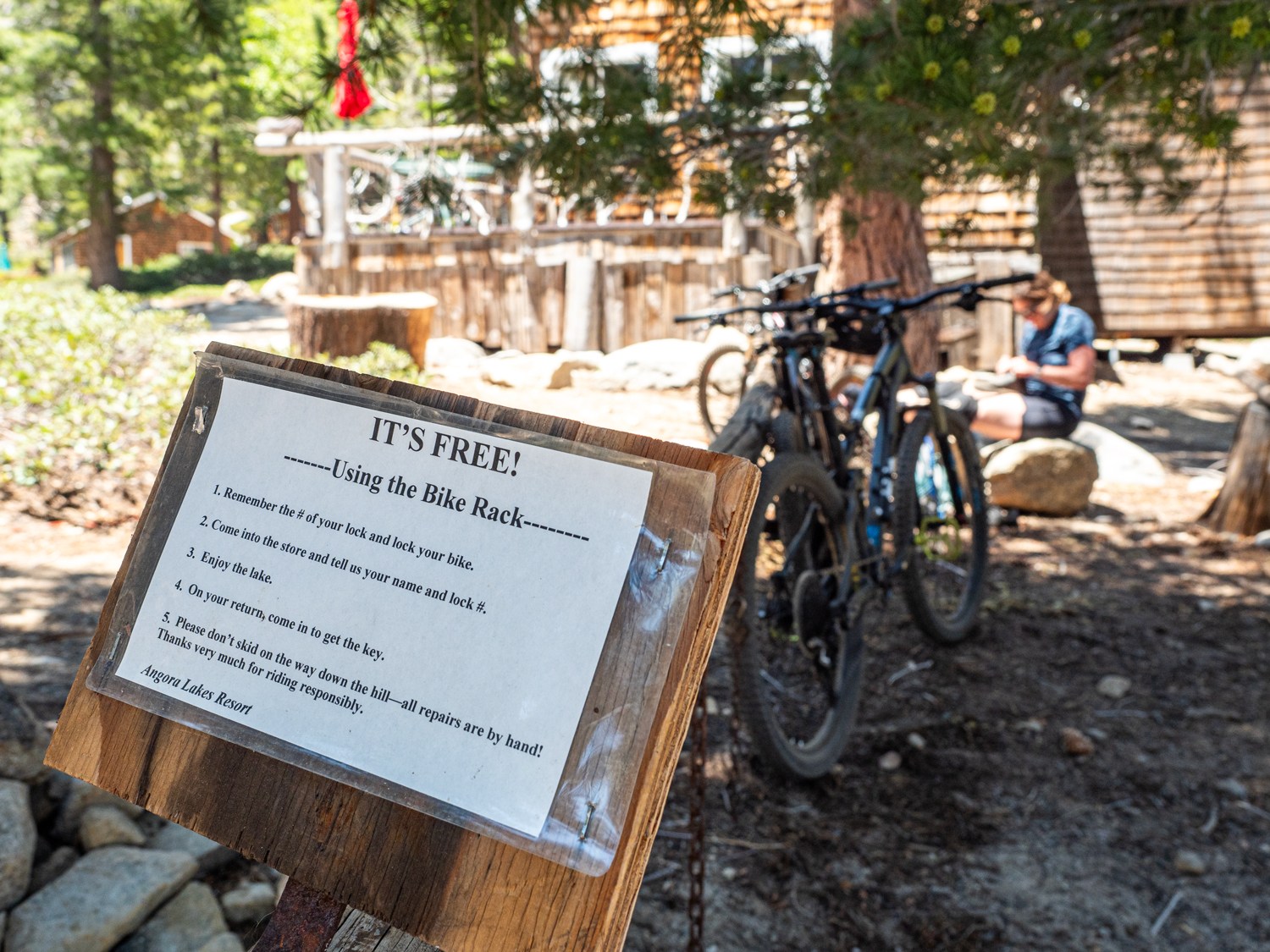 angora lakes in lake tahoe free bike rack