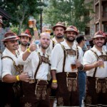 Men dressed in lederhosen at Palisades Tahoe Oktoberfest