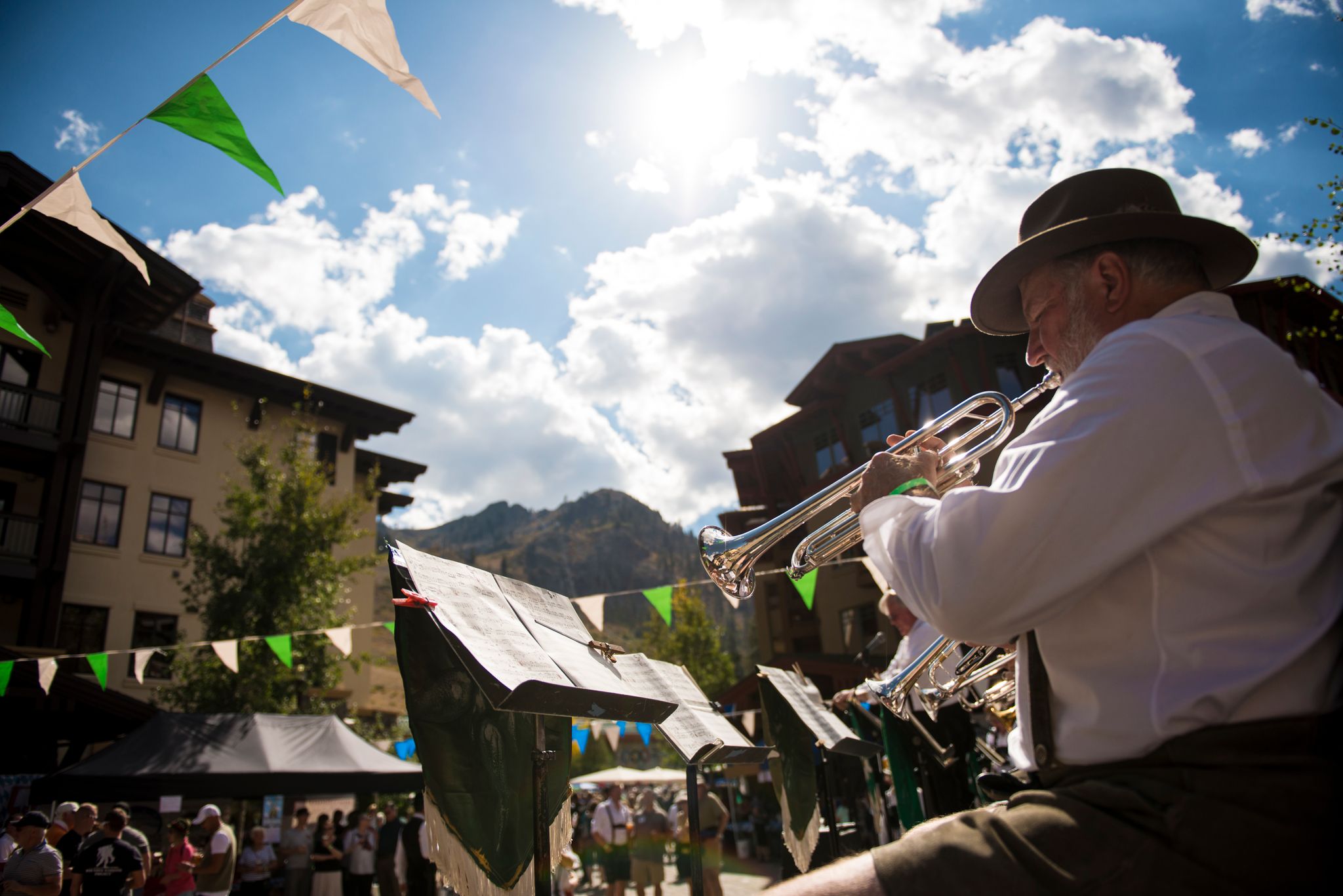 trumpet player at Palisades Tahoe Oktoberfest