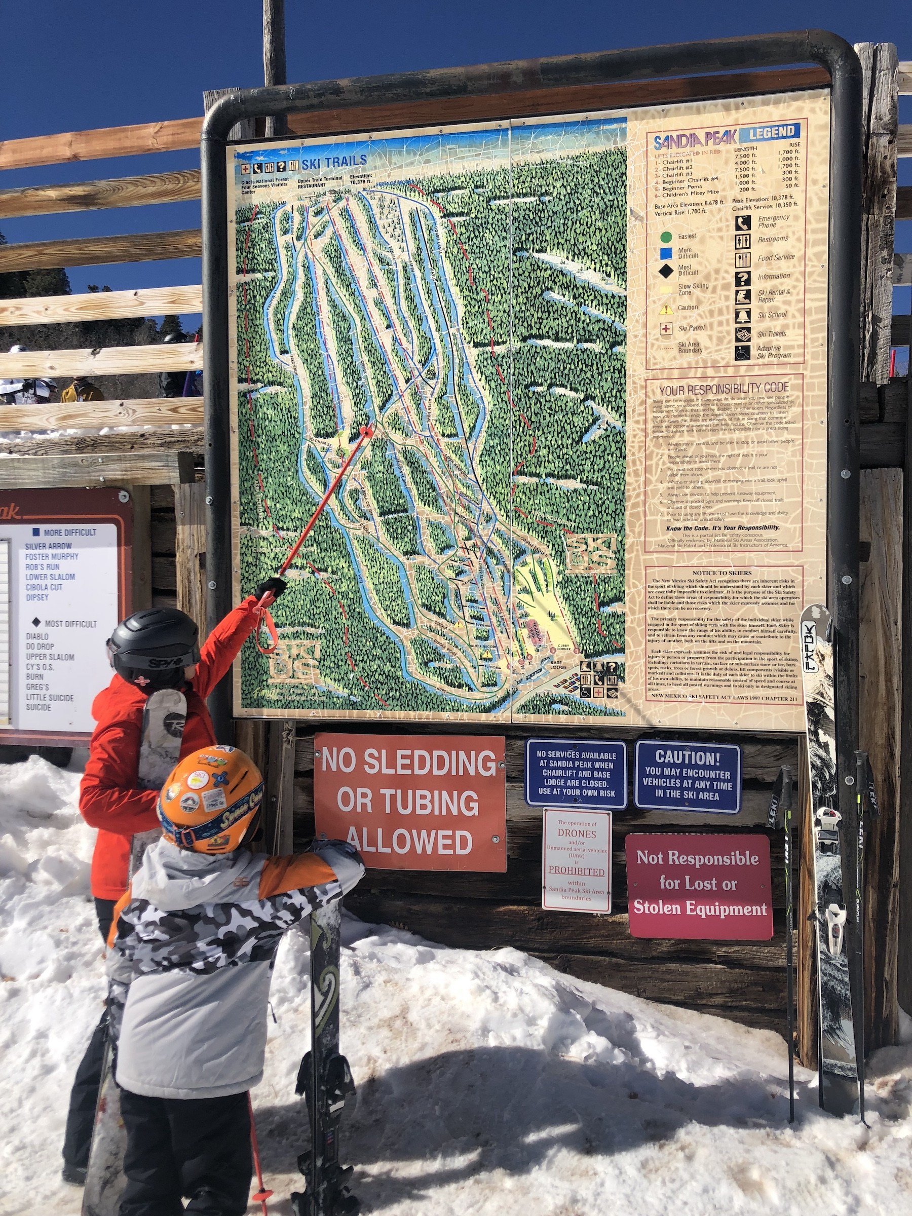 Sandia Peak trail map at ski area