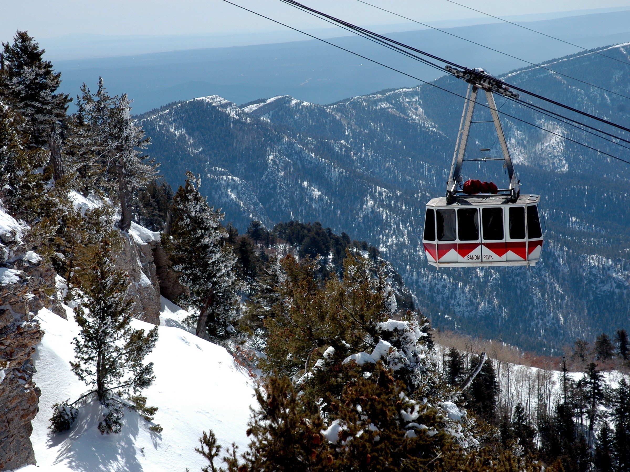 Sandia Peak Tramway on a sunny winter's day