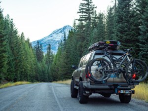 Dusk at the entrance road to 44 Trails near Mt Hood and Hood River Oregon