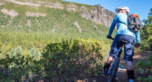 Mountain Biker overlooking the Tumalo Creek canyon in Bend Oregon