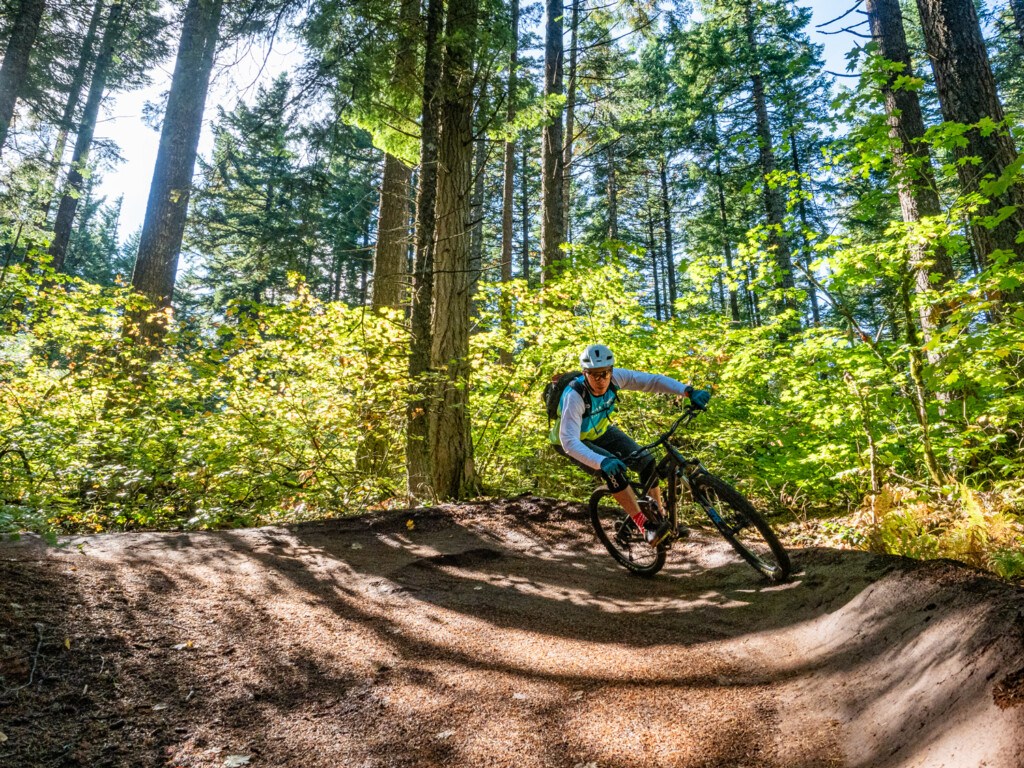 mountain biker enjoying the Grand Prix berms