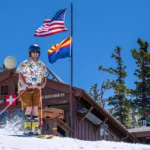 person enjoying spring skiing at Arizona Snowbowl